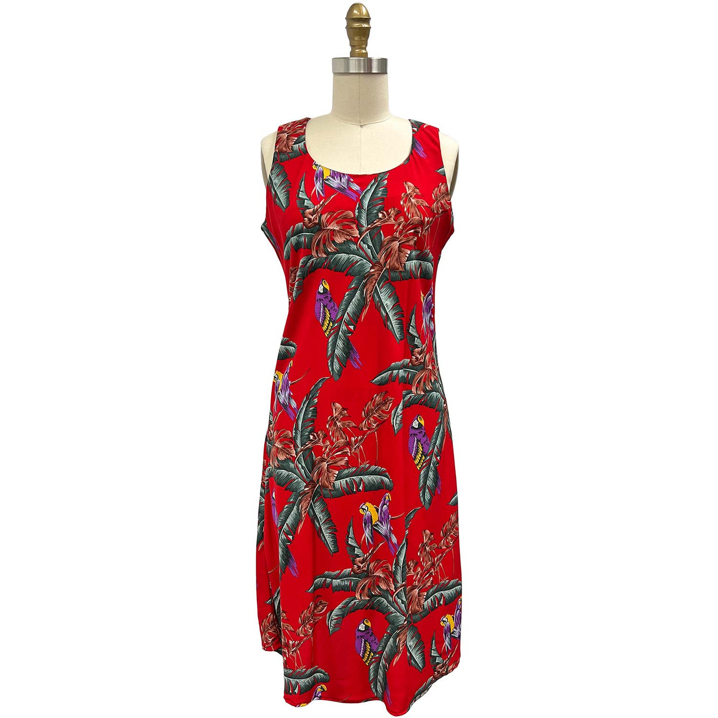 Ladies Jungle Bird Tank Dress - Red