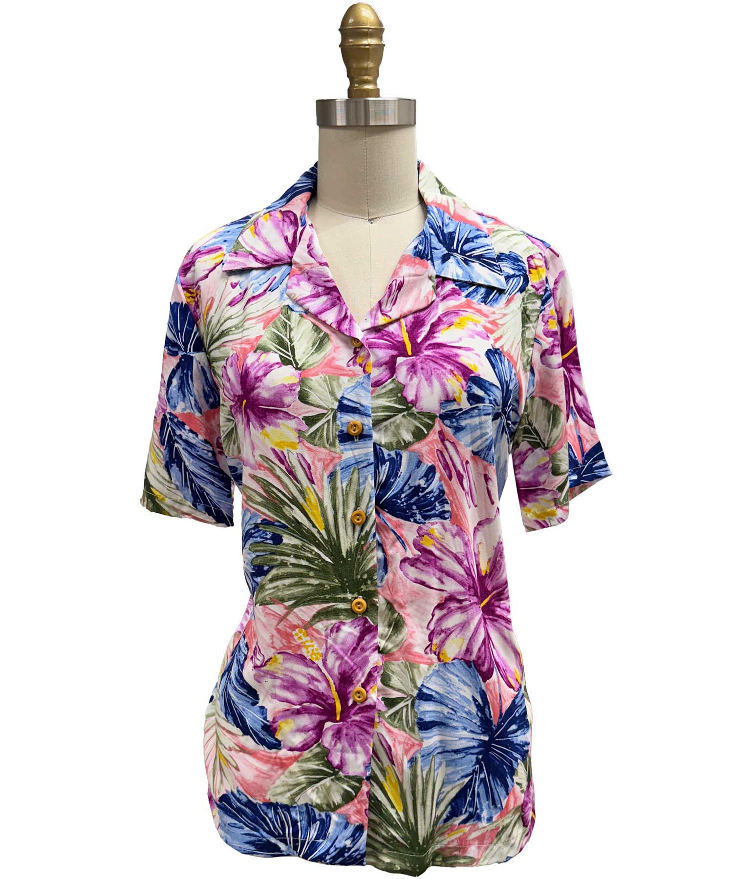 Tropical Hibiscus Printed Camp Collar Shirt