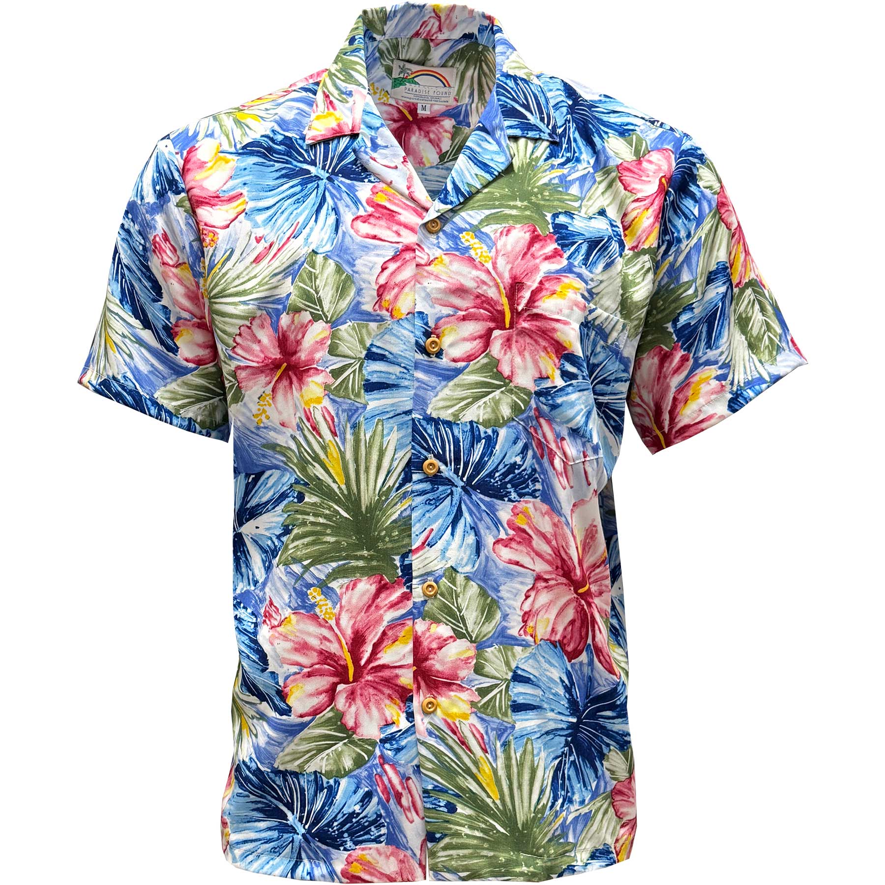 トップス Wackomaria Aloha shirt M hibiscus pfms-painted-hibiscus-blue.jpg