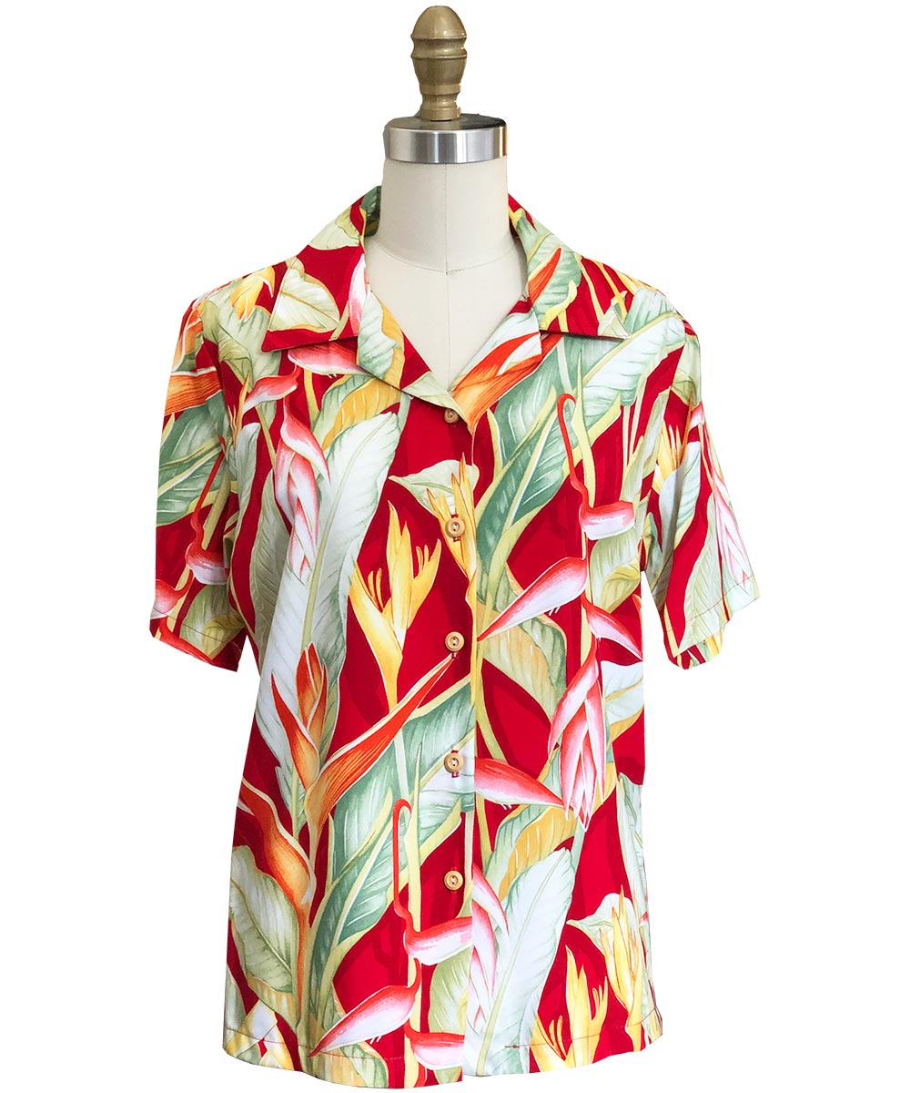 Ladies Heliconia Red Camp Shirt
