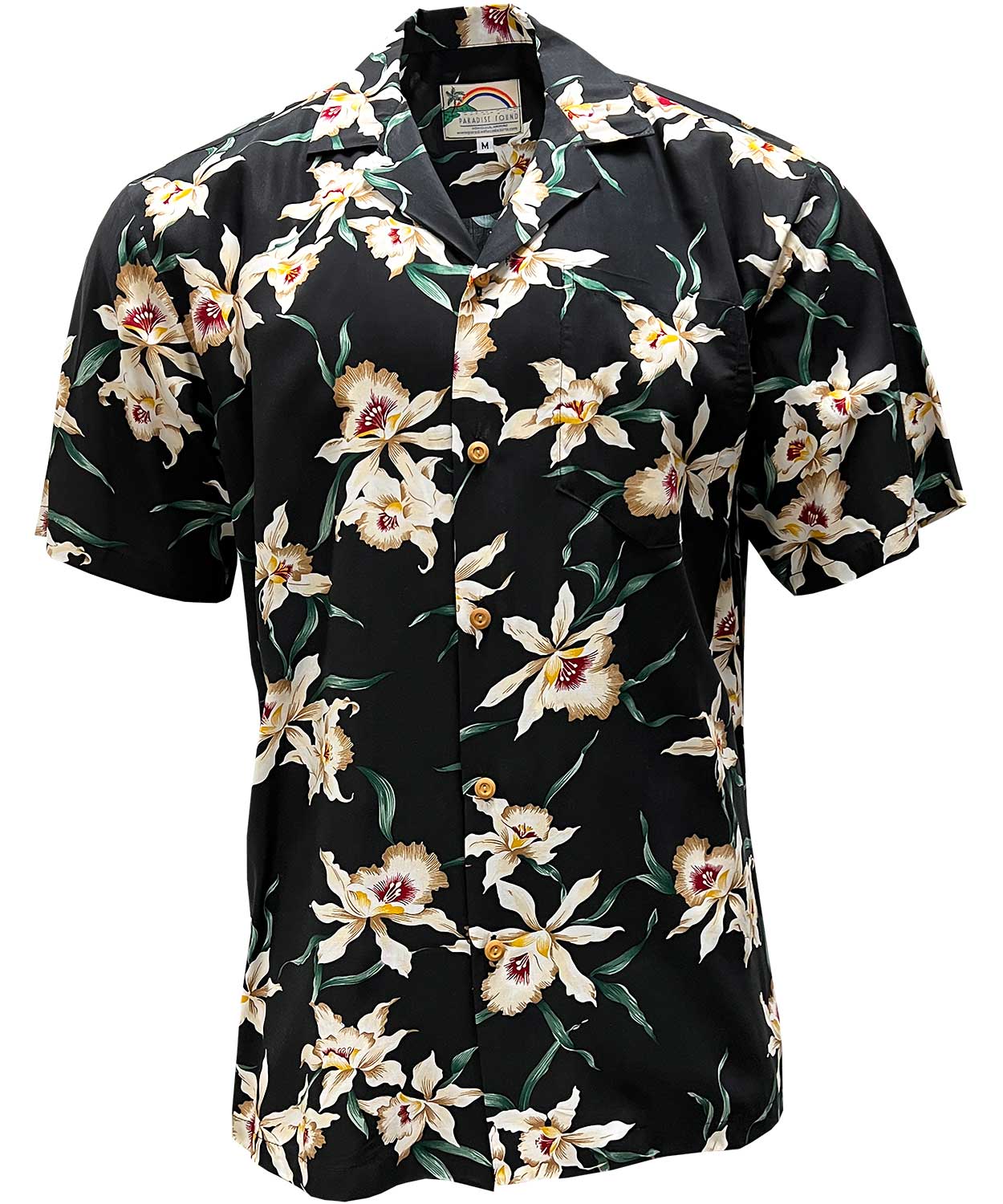Paradise Found Star Orchid Black Hawaiian Shirt worn on Magnum PI