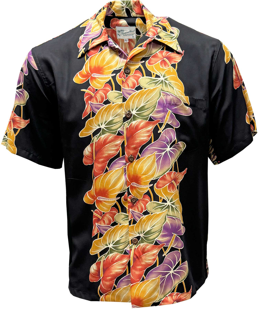 anthurium hawaiian shirt Diamond Head Sportswear - Retro Anthurium Panel - Midnight - Men's Hawaiian Shirts