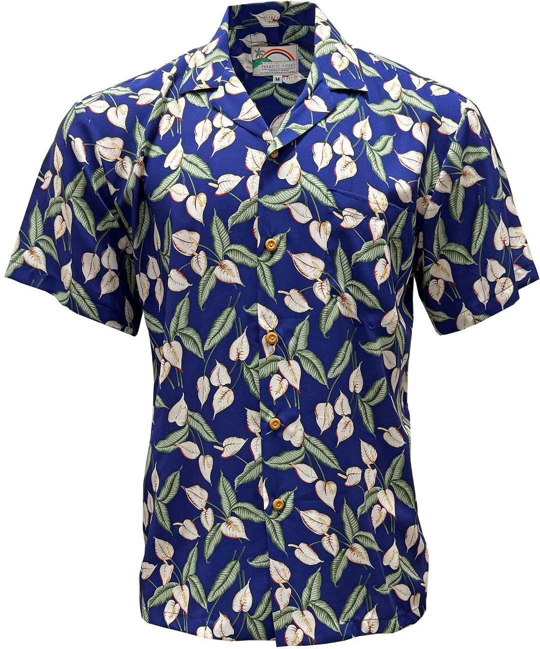 anthurium shirt Paradise Found - Mini Anthurium Navy - Men's Hawaiian Shirts