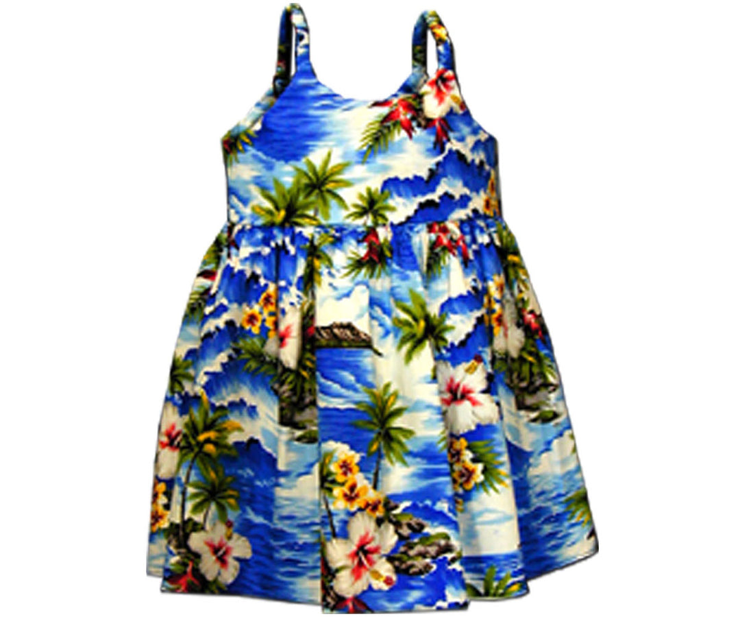 Diamond Head Beach Blue Girl's Bungee Dress Aloha Shirt Shop Diamond Head Beach Blue Girl's Bungee Dress Aloha Shirt Shop