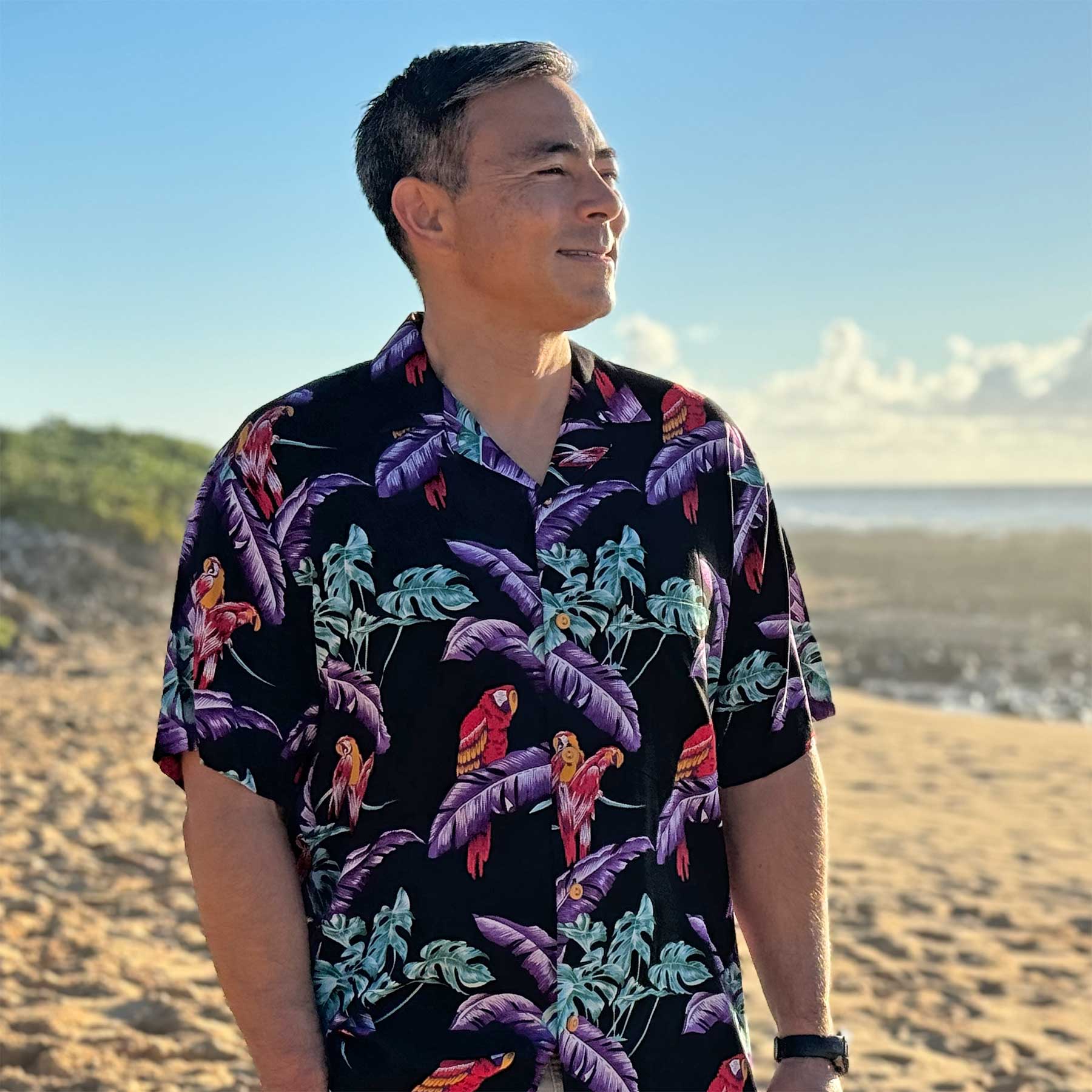 Jungle Bird Black (Magnum PI) Aloha Shirt by Paradise Found