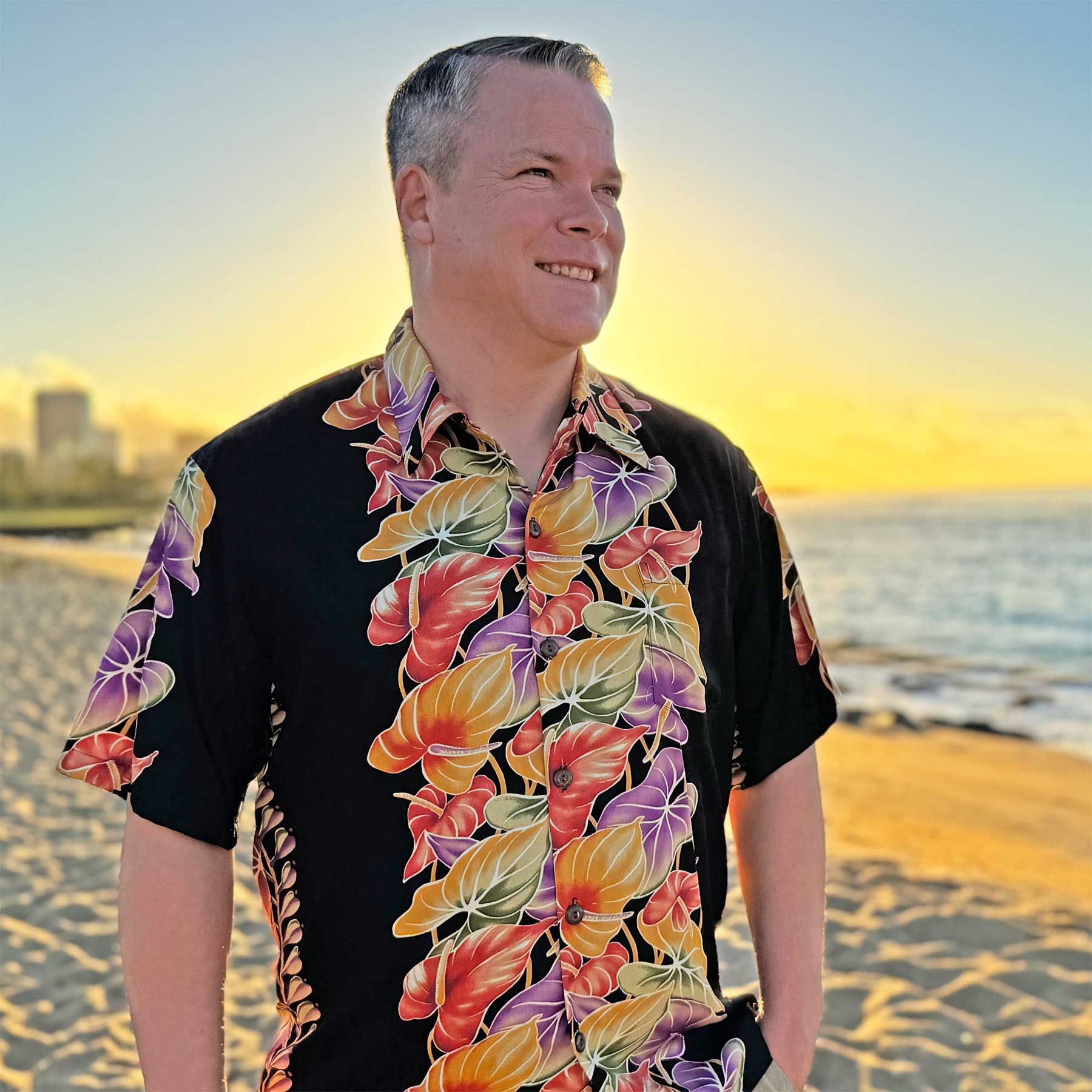 Anthurium Panel Retro Aloha Shirt by Diamond Head Sportswear