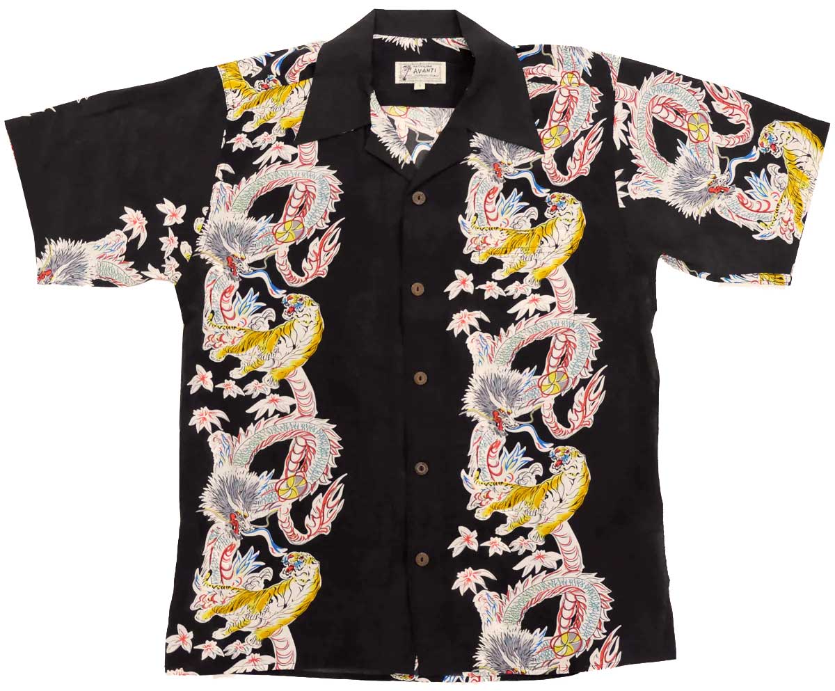 Avanti Hawaii Dragon & Tiger Black Retro Shirt
