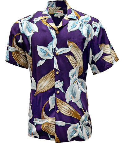 Calla Lily Purple Tom Selleck Magnum PI Hawaiian Shirt