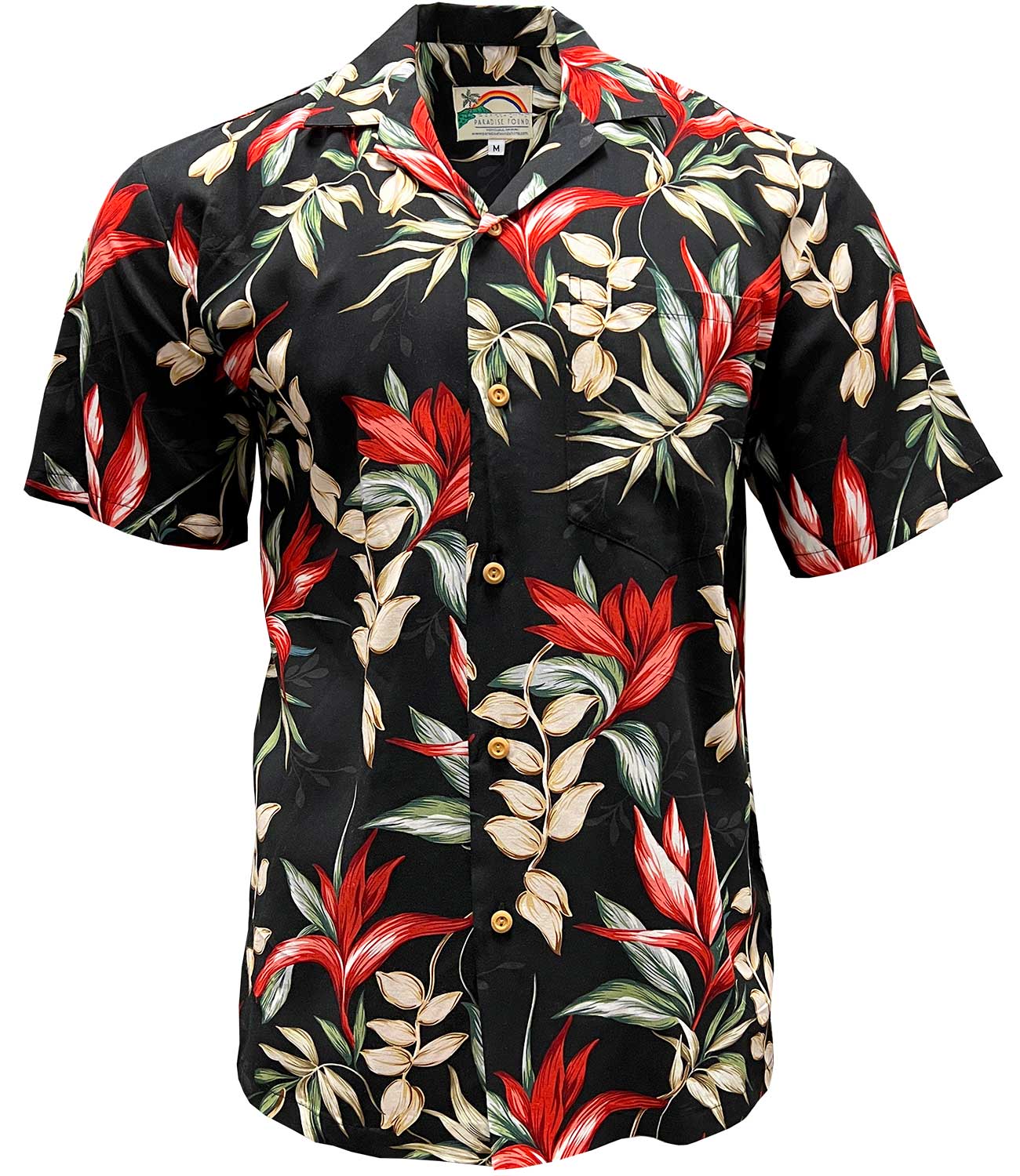 Paradise Found - Heliconia Black Hawaiian Shirt