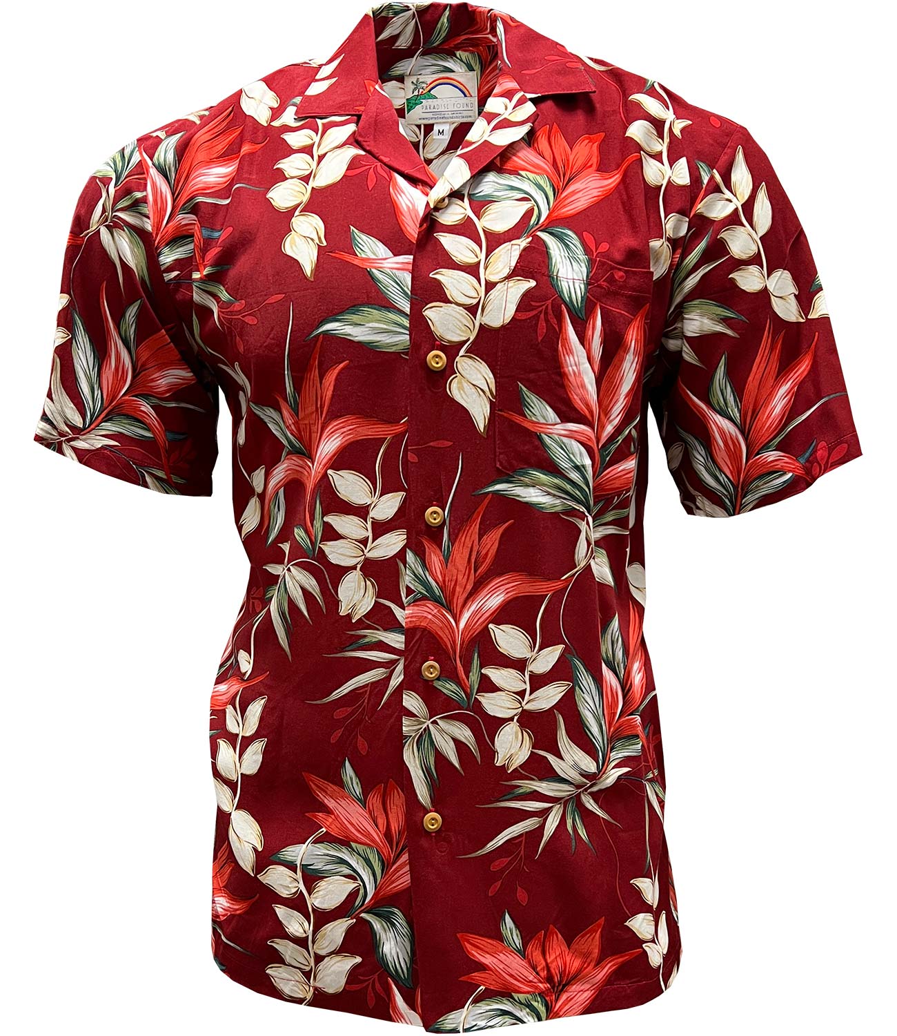 Paradise Found - Heliconia Paradise Red Hawaiian Shirt at Aloha Shirt Shop