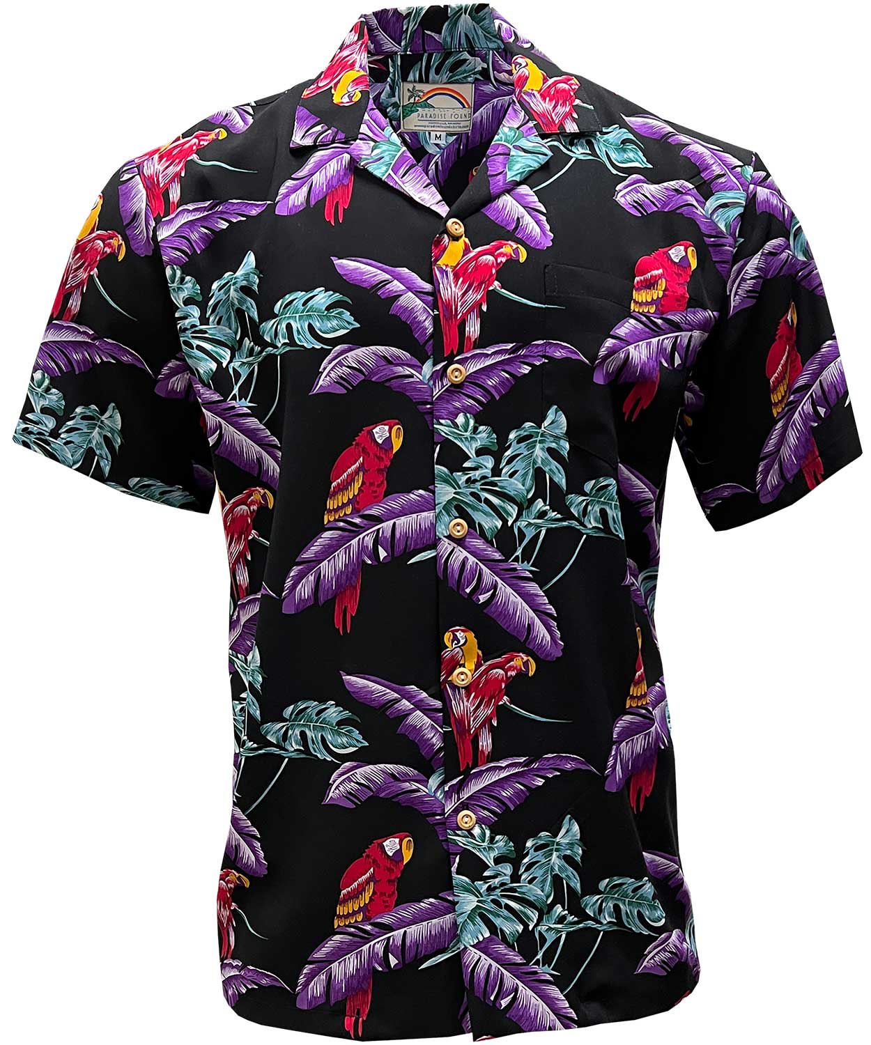 Paradise Found Jungle Bird (Magnum PI print) Hawaiian Shirt in Black