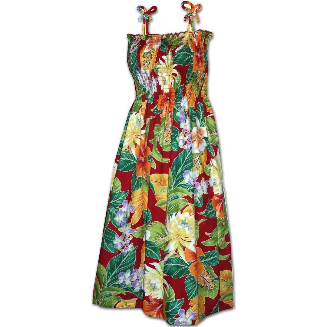 Maui Tropics Red Spaghetti Tube Dress  Aloha Shirt Shop
