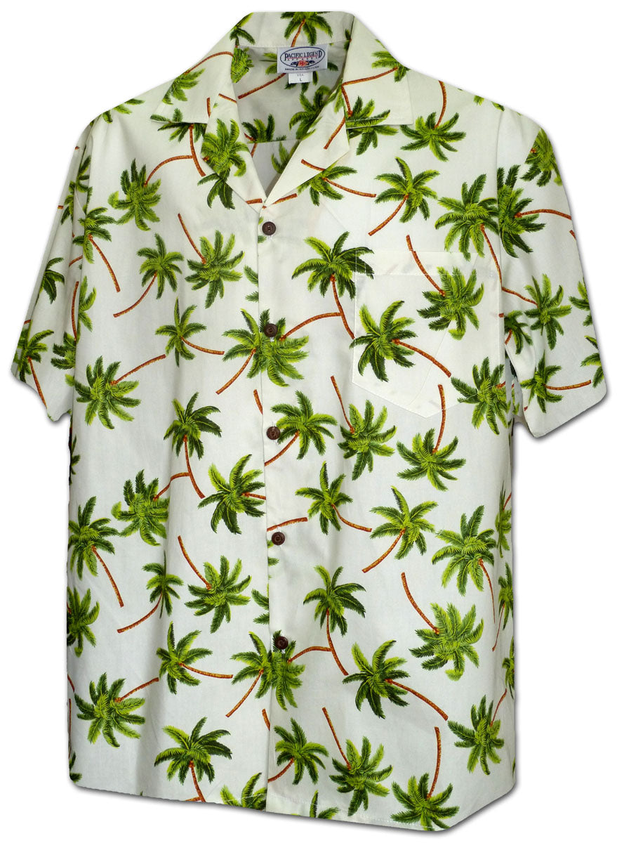 Pacific Legend Flying Palm Trees - Ivory | Aloha Shirt Shop