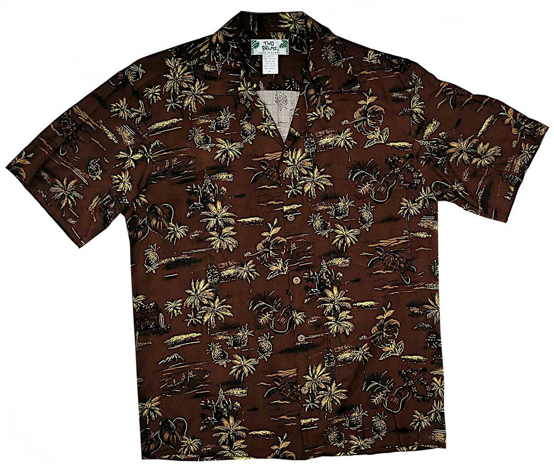 Golden Vintage Brown Hawaiian Shirt